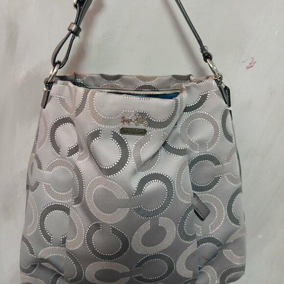 Coach Fabulous Silver Satin Hobo